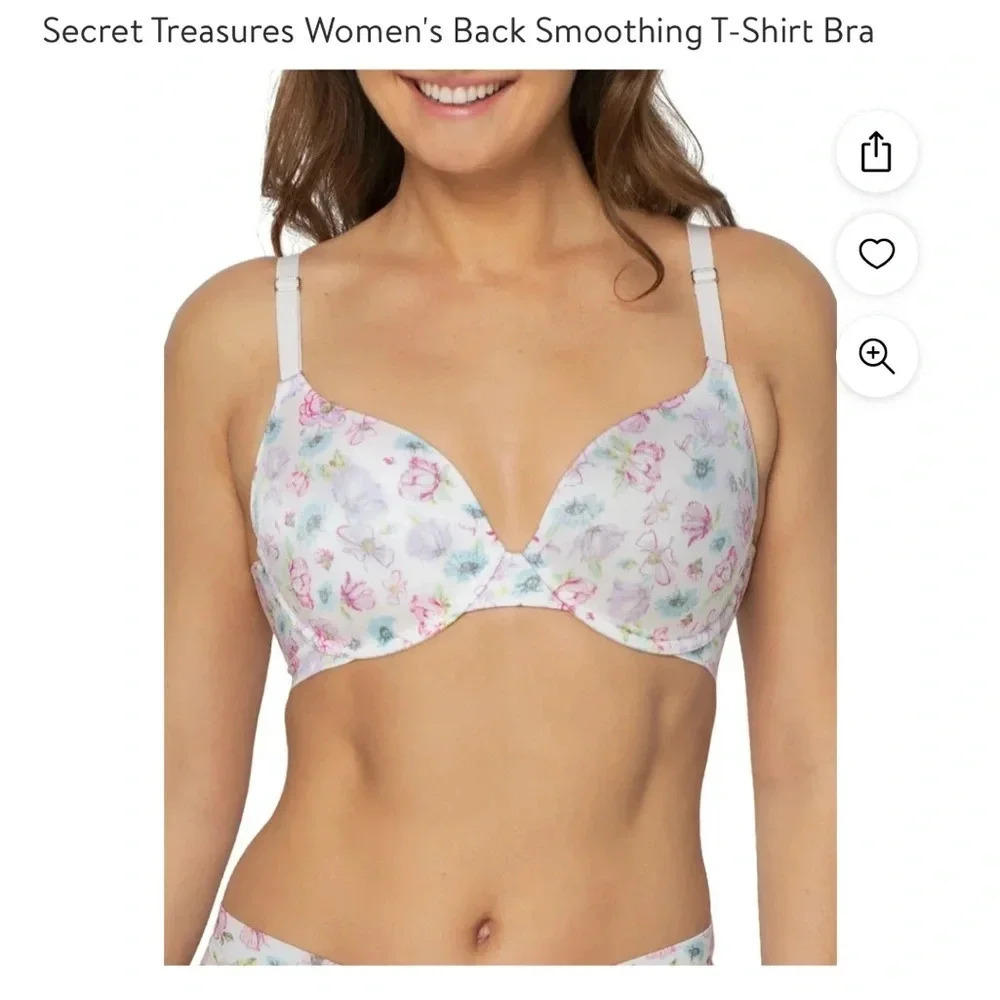 Secret Treasures 52469 Women Floral Light Lined Back Smoothing T Shirt Bra 40DDD